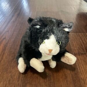 Folksmanis Black White Tuxedo Cat Hand Puppet Stuffed Animal Plush Toy